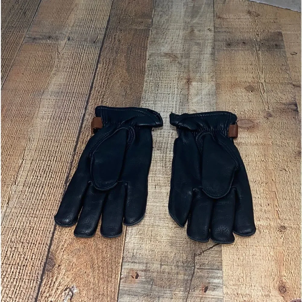 Black leather gloves